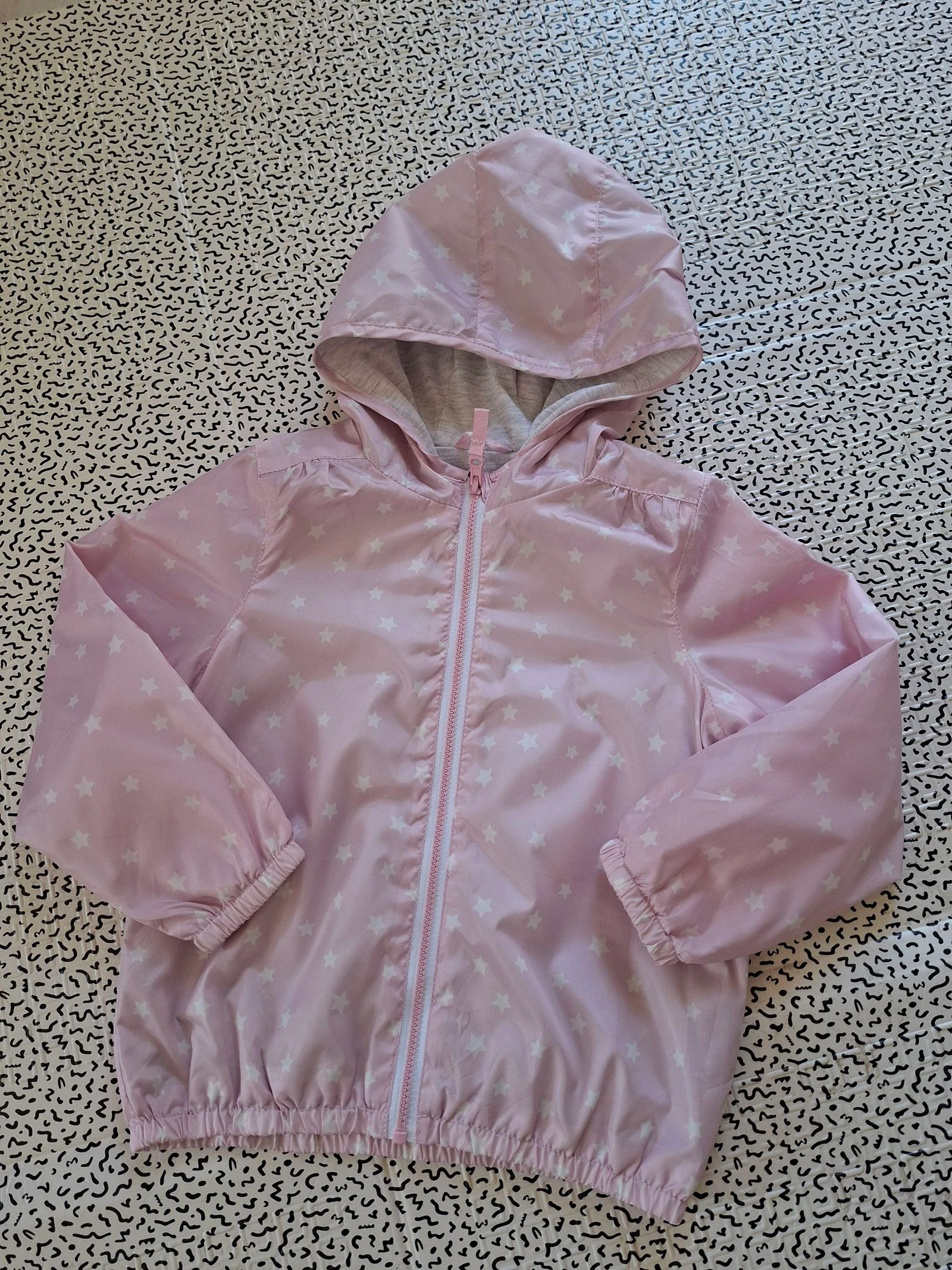 Veste coupe-vent rose à étoiles In Extenso 98 cm 3 ans à capuche légère fille mi-saison